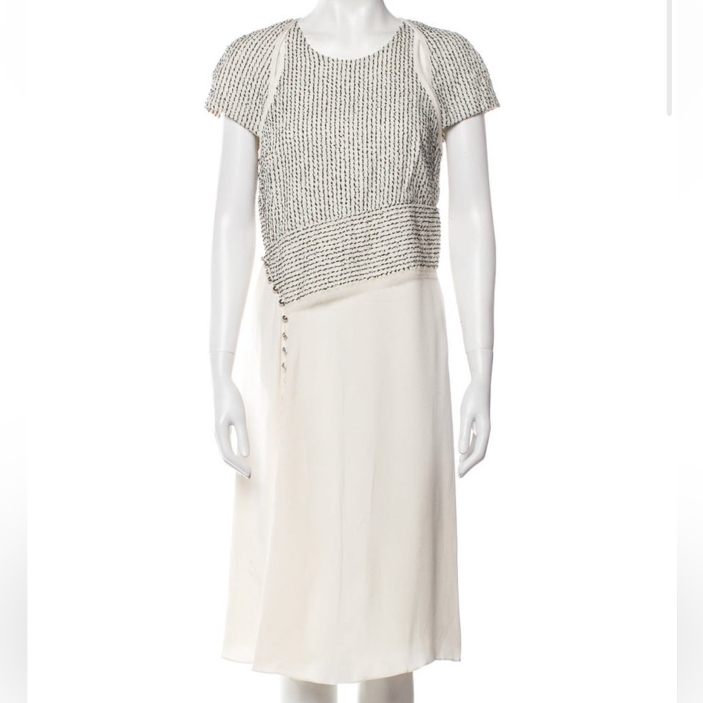 3.1 Philip Lim silk and tweed cutout dress with button skirt